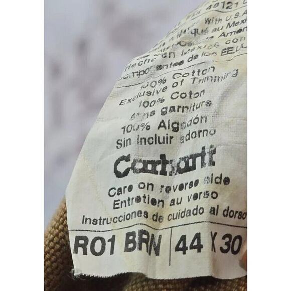 Carhartt Overalls Men 44 X 30 Bib Brown Duck Canvas Carpenter Straight R01 Vtg - Picture 3 of 12